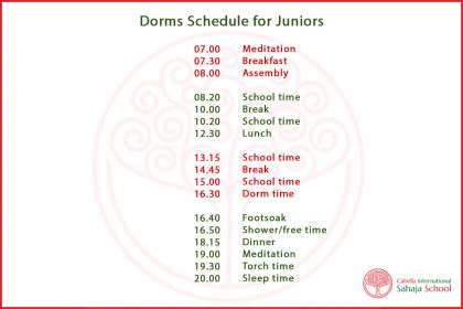 CISS Dorm Schedule Juniors 2021 22